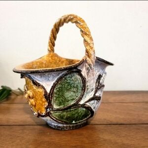 Vintage Italian Handpainted Pottery Basket